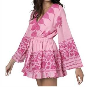 NEW JULIET DUNN dhaka print playsuit in neon pink